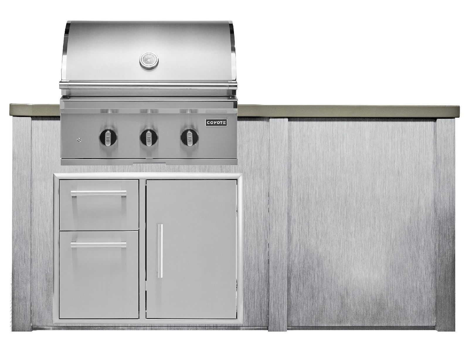Isla de cocina exterior Haven de 1,8 m con parrilla Coyote SL-Series de 76 cm y despensa seca de 78 cm - Gris Haven 