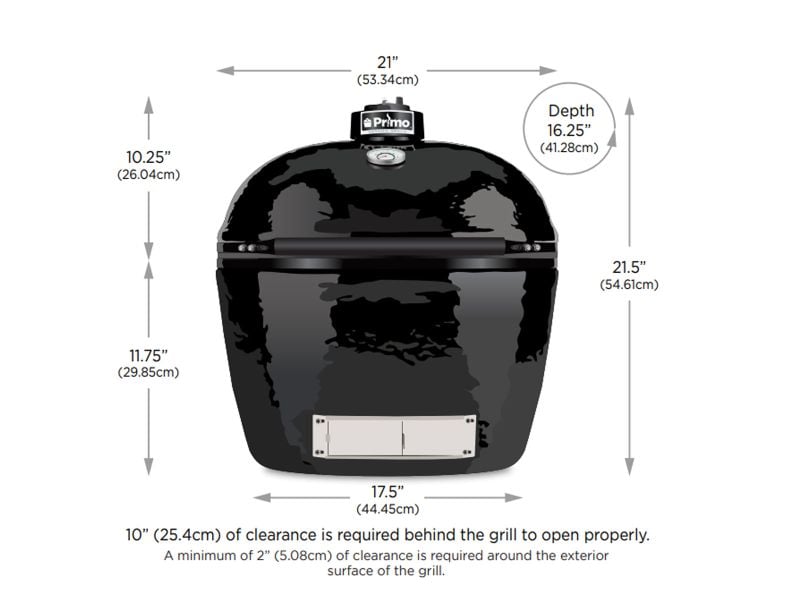 Primo Oval Junior Ceramic Kamado Charcoal Grill On Steel Cart With Side Shelves