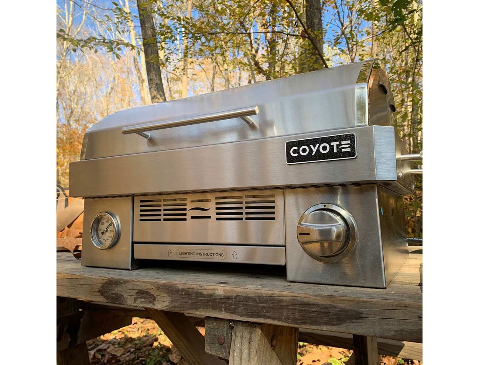 Parrilla portátil de propano de acero inoxidable Coyote de 25 pulgadas 