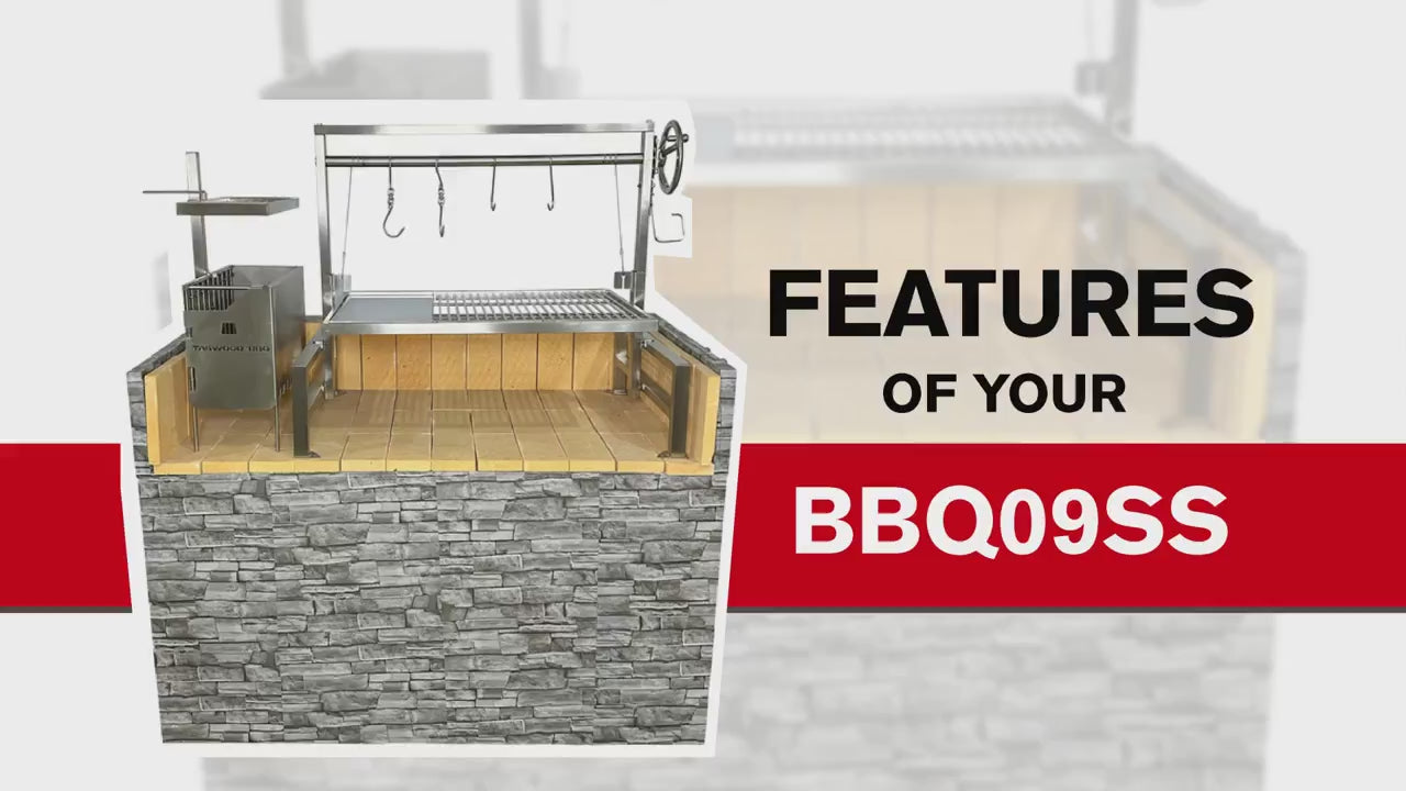 Tagwood BBQ Insert Style Argentine Santa Maria Wood Fire & Charcoal Gaucho Grill Without Firebricks - BBQ09SSFRONT