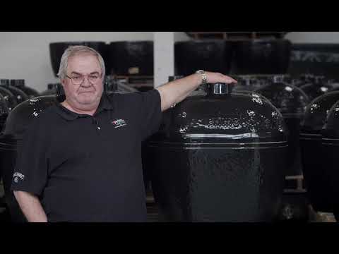 Primo Oval Junior Ceramic Kamado Charcoal Grill On Steel Cart With Side Shelves