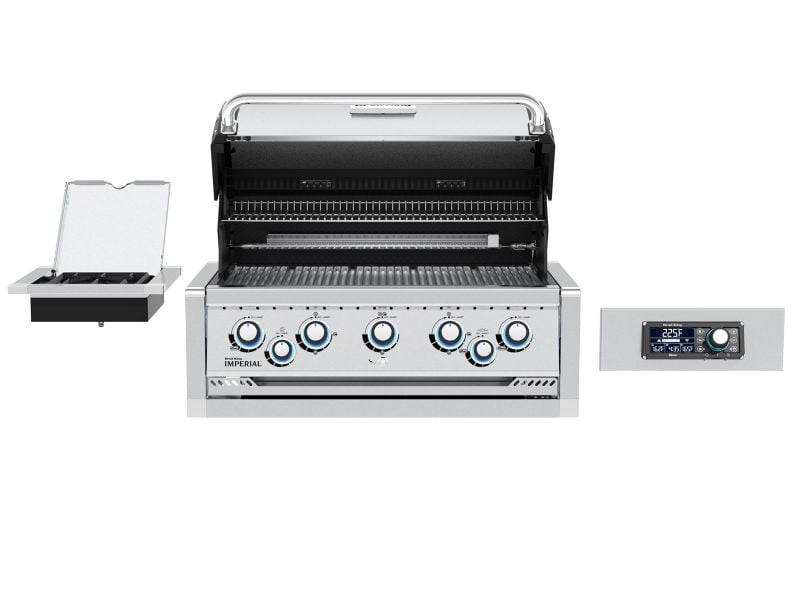 Broil King 111 x 70-Inch Outdoor Kitchen Island with Imperial QS 590i 5-Burner Gas Grill, Rotisserie, Side Burner, Refrigerator & iQue™ Technology Control