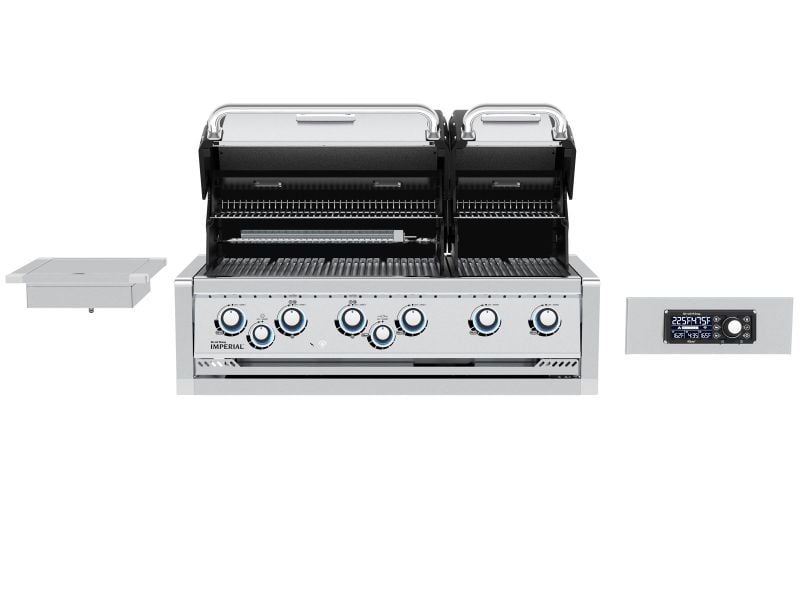 Broil King 118 x 70-Inch Outdoor Kitchen Island with Imperial QS 690i 6-Burner Gas Grill, Rotisserie, Side Burner, Refrigerator & iQue™ Technology Control
