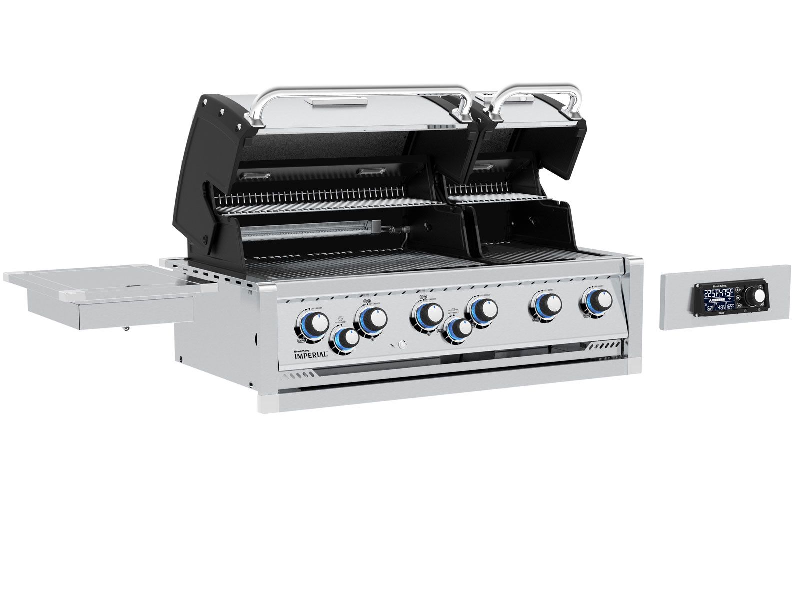 Broil King 9-Foot Outdoor Kitchen Island with Imperial QS 590i 5-Burner Gas Grill, Rotisserie, Side Burner, Refrigerator & iQue™ Technology Control
