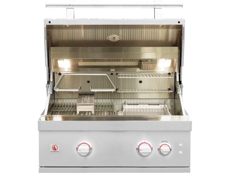 Summerset Quest 30-Inch 2-Burner Built-In Gas Grill with Rear Infrared Burner, Rotisserie Kit & Drop-In Griddle Plate (QST30)