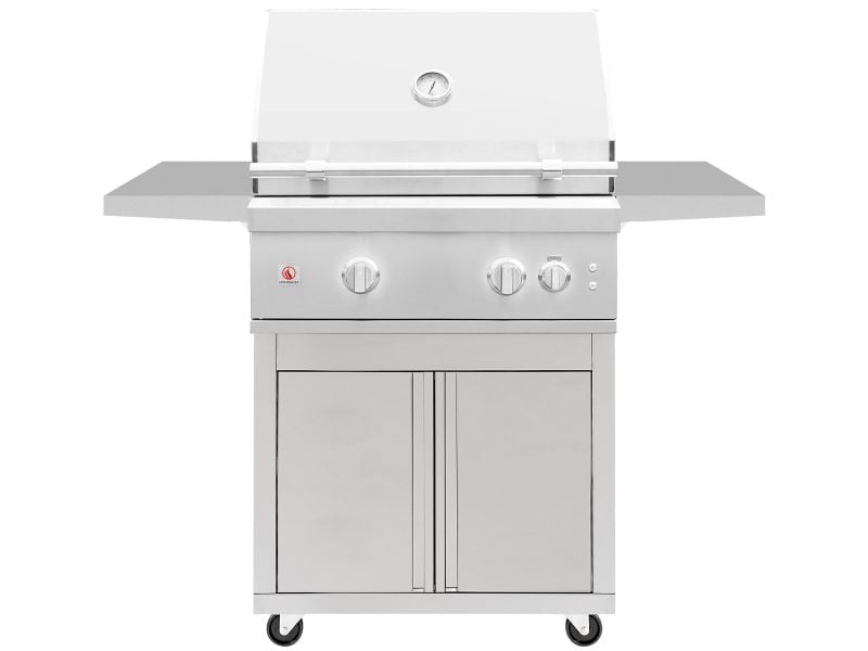 Summerset Quest 30-Inch 2-Burner Freestanding Gas Grill with Rear Infrared Burner, Rotisserie Kit & Drop-In Griddle Plate (QST30+CART)