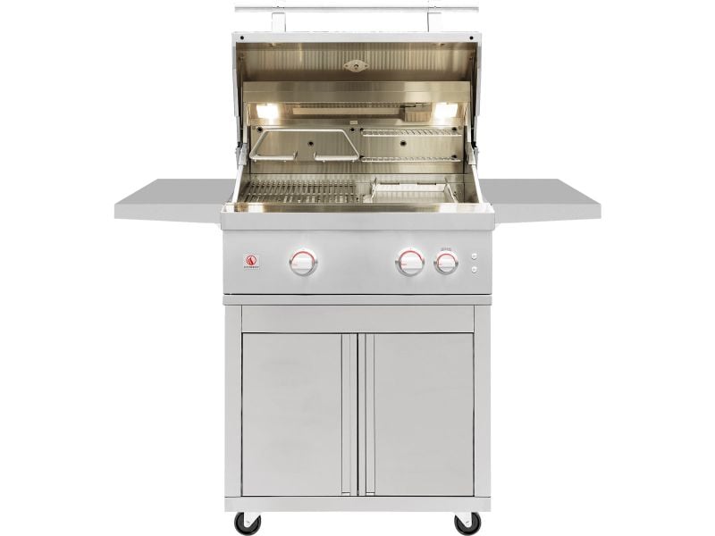 Summerset Quest 30-Inch 2-Burner Freestanding Gas Grill with Rear Infrared Burner, Rotisserie Kit & Drop-In Griddle Plate (QST30+CART)