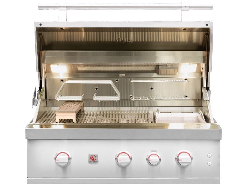 Summerset Quest 36-Inch 3-Burner Built-in Gas Grill with Rear Infrared Burner, Rotisserie Kit & Drop-In Griddle Plate (QST36)