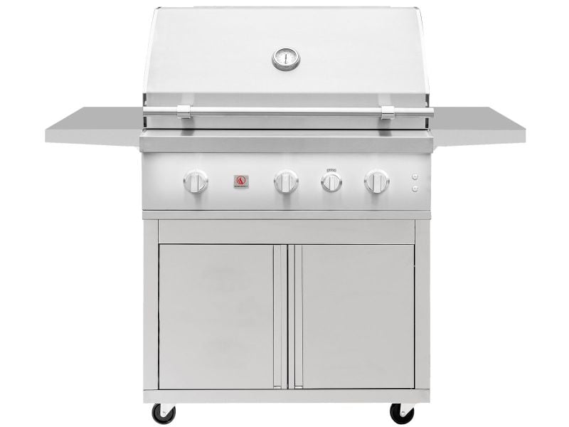 Summerset Quest 36-Inch 3-Burner Freestanding Gas Grill with Rear Infrared Burner, Rotisserie Kit & Drop-In Griddle Plate (QST36+CART)