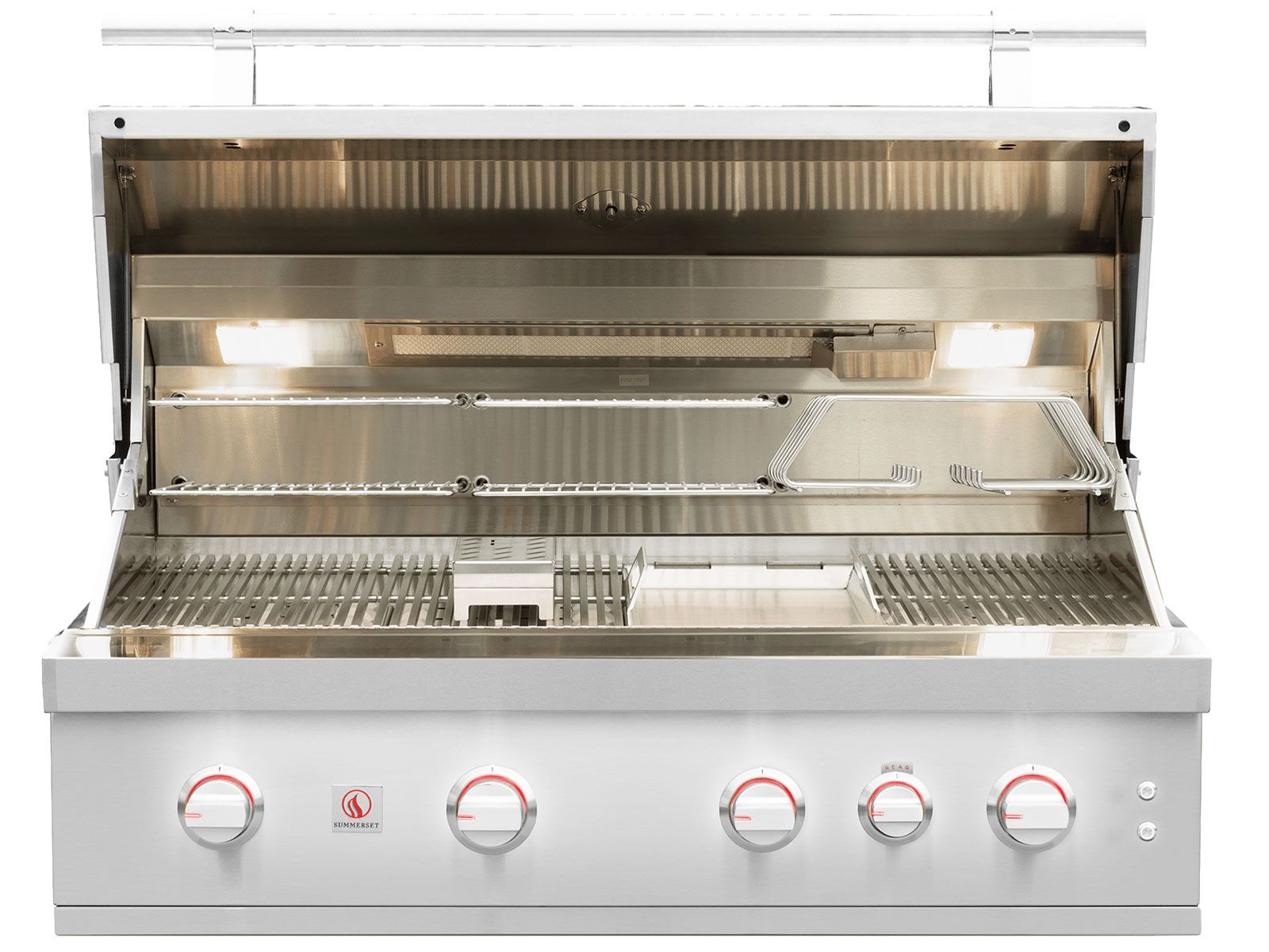 Summerset Quest 42-Inch 4 Burner Built-In Gas Grill with Rear Infrared Burner, Rotisserie Kit & Drop-In Griddle Plate (QST42)