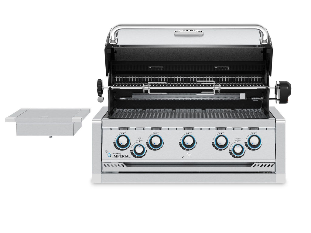 Broil King 10 1/2-Foot Outdoor Kitchen Island with Imperial S 590i 5-Burner Gas Grill, Rotisserie, Side Burner & Refrigerator (Left Orientation)