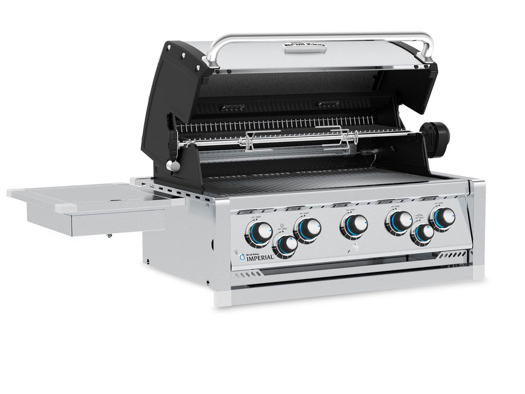 Broil King 111 x 70-Inch Outdoor Kitchen Island with Imperial S 590i 5-Burner Gas Grill, Rotisserie, Side Burner & Refrigerator