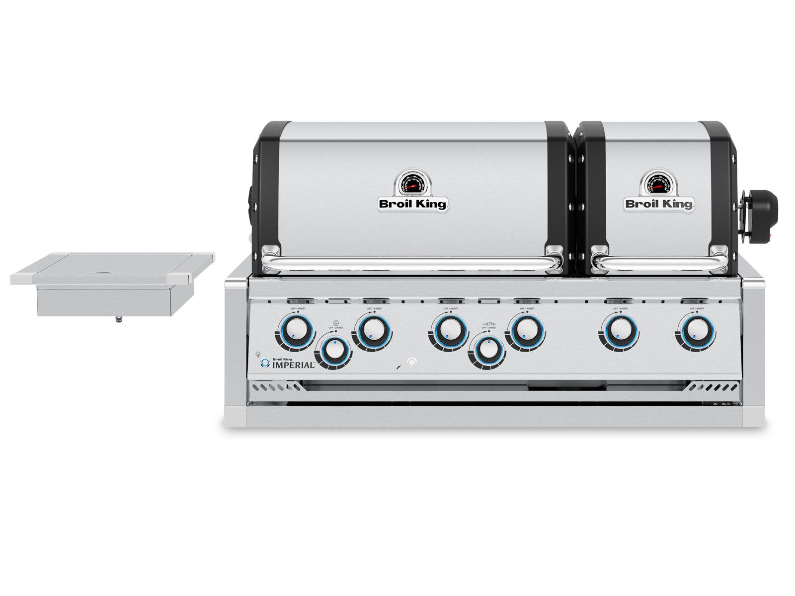 Broil King 118 x 70-Inch Outdoor Kitchen Island with Imperial S 690i 6-Burner Gas Grill, Rotisserie, Side Burner & Refrigerator