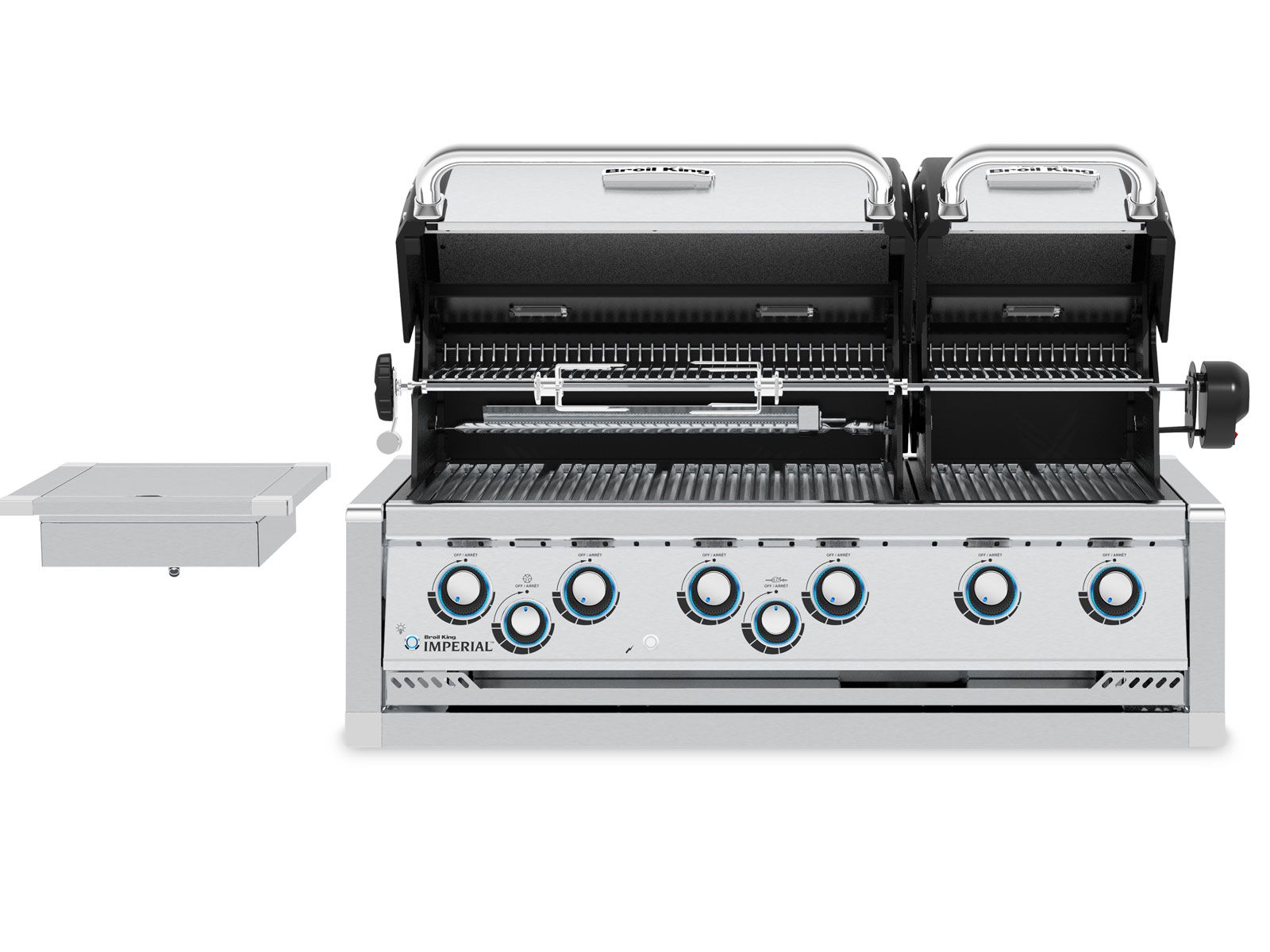 Broil King 118 x 70-Inch Outdoor Kitchen Island with Imperial S 690i 6-Burner Gas Grill, Rotisserie, Side Burner & Refrigerator