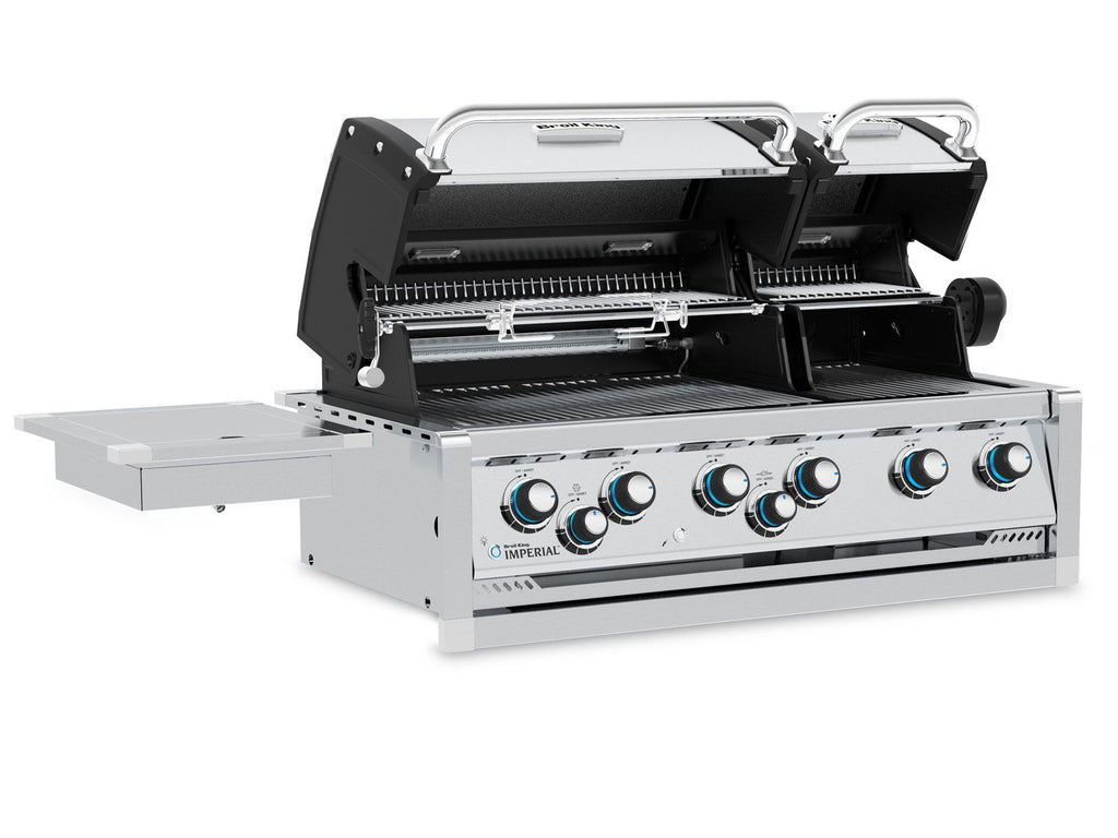 Broil King 11-Foot Outdoor Kitchen Island with Imperial S 690i 6-Burner Gas Grill, Rotisserie, Side Burner & Refrigerator (Right Orientation)