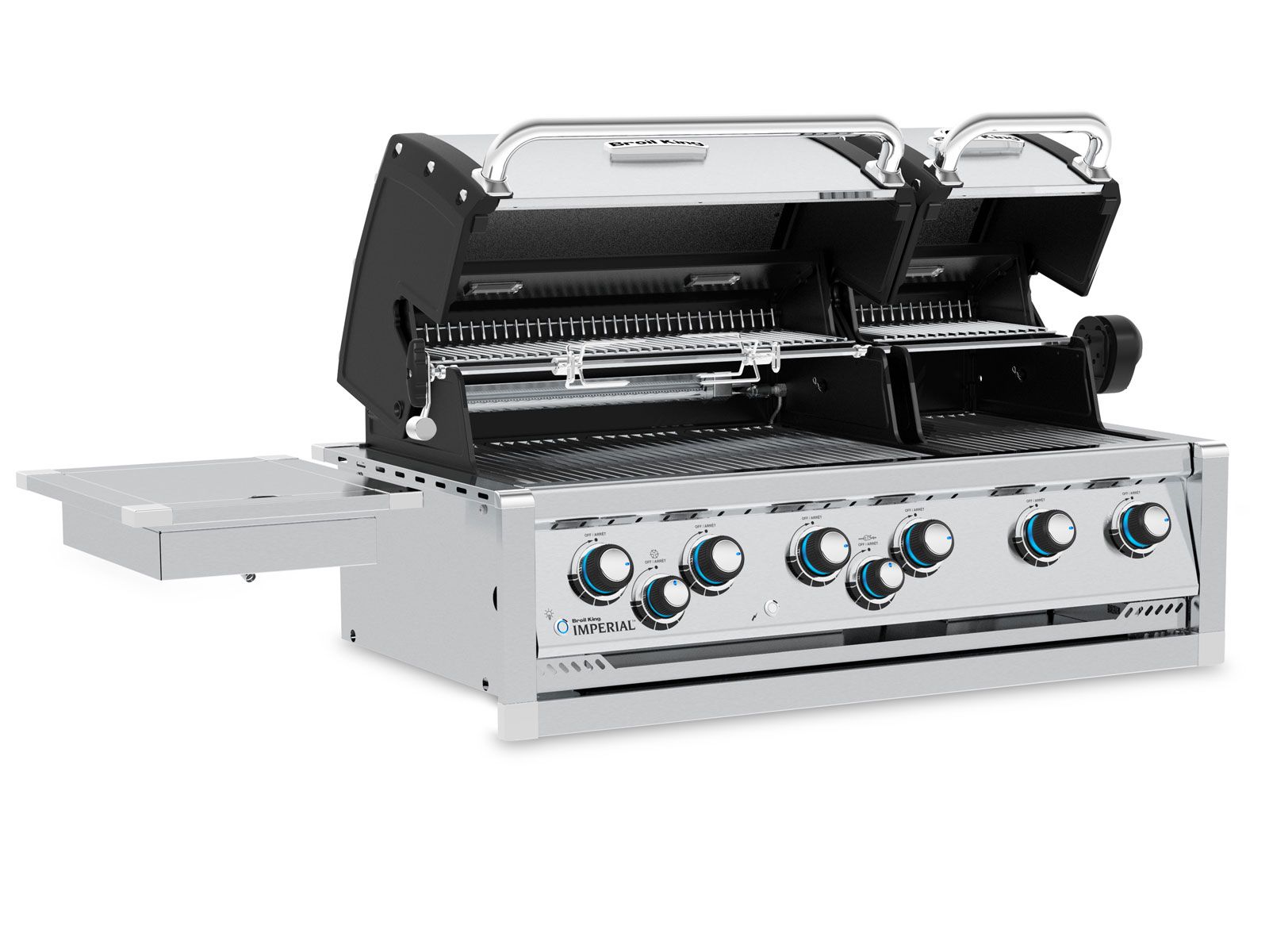 Broil King 11-Foot Outdoor Kitchen Island with Imperial S 690i 6-Burner Gas Grill, Rotisserie, Side Burner & Refrigerator (Right Orientation)