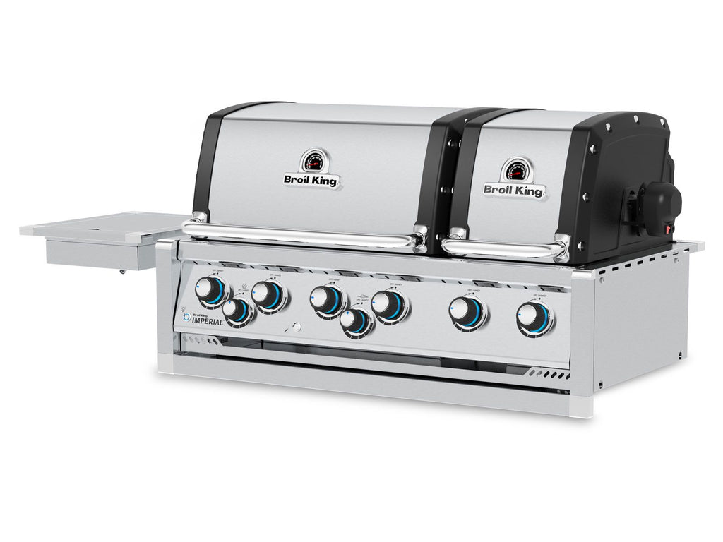 Broil King 11-Foot Outdoor Kitchen Island with Imperial S 690i 6-Burner Gas Grill, Rotisserie, Side Burner & Refrigerator (Right Orientation)