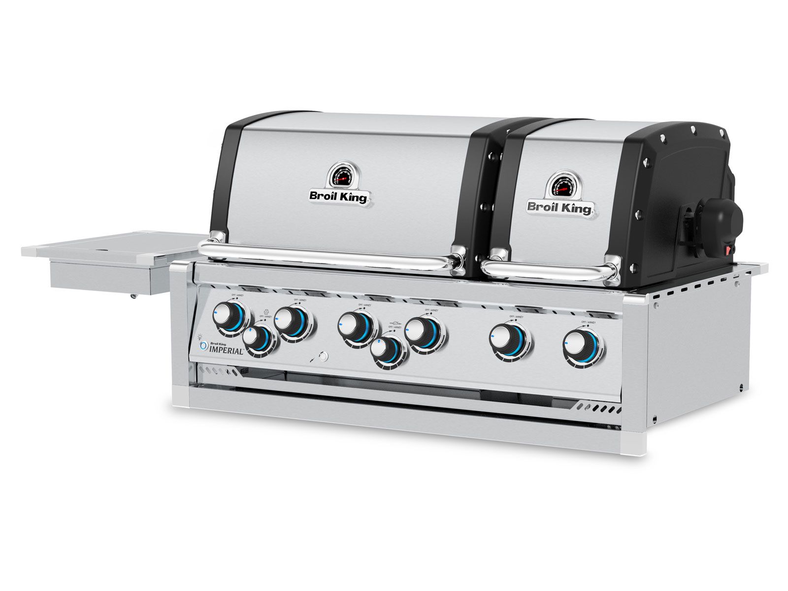 Broil King 11-Foot Outdoor Kitchen Island with Imperial S 690i 6-Burner Gas Grill, Rotisserie, Side Burner & Refrigerator (Right Orientation)