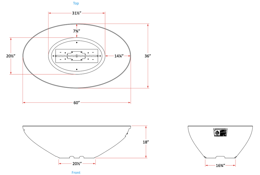 American Fyre Designs Calais Oval Chat Firetable