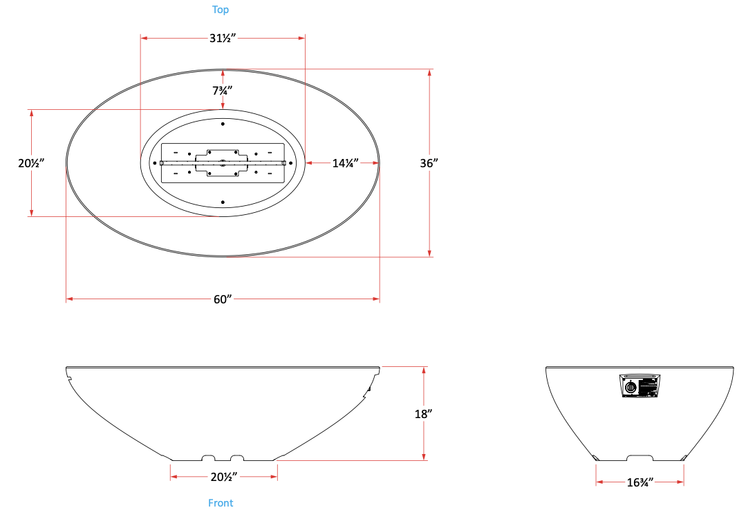 American Fyre Designs Calais Oval Chat Firetable