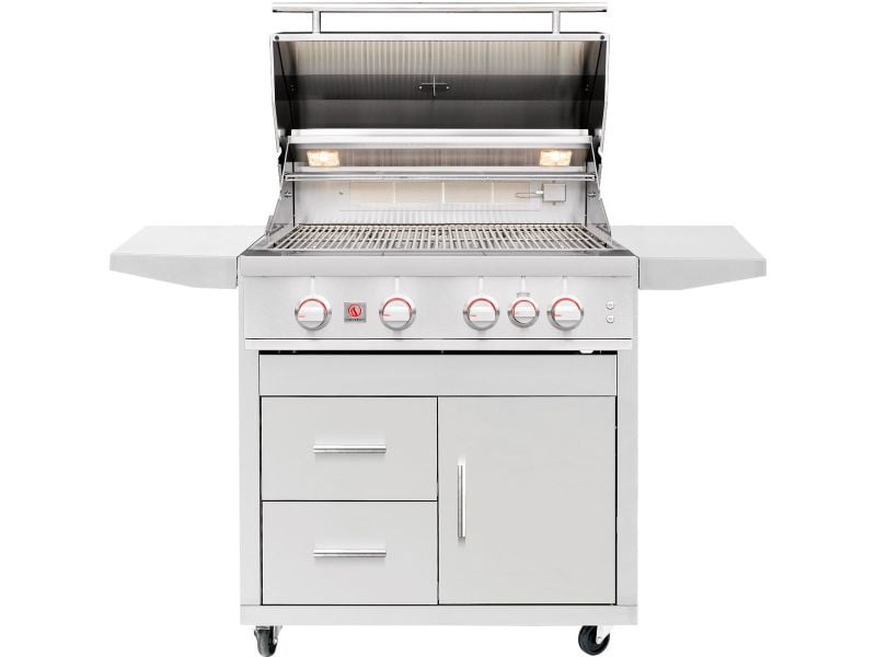 Summerset Sizzler Pro 32-inch 4-Burner Freestanding Gas Grill w/ Rear Infrared Burner on Deluxe Cart (SZRPRO32+DCCART)