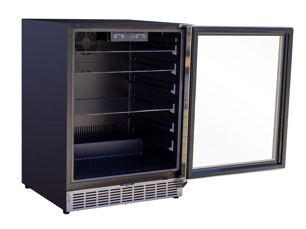 Summerset 24-Inch 5.1 Cu. Ft. Outdoor Glass Door and Glass Shelves Refrigerator