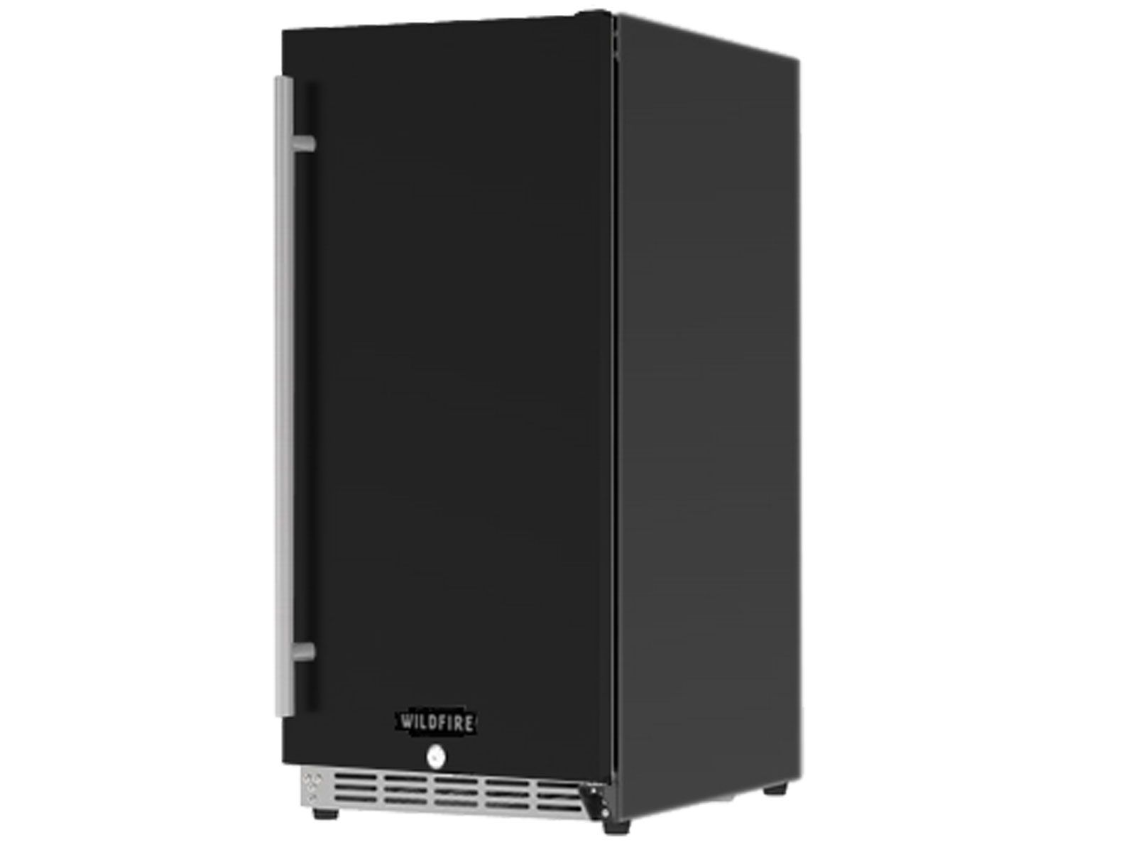 Refrigerador exterior Wildfire de acero inoxidable de 15 pulgadas y 3.2 pies cúbicos con funda de acero inoxidable negra 