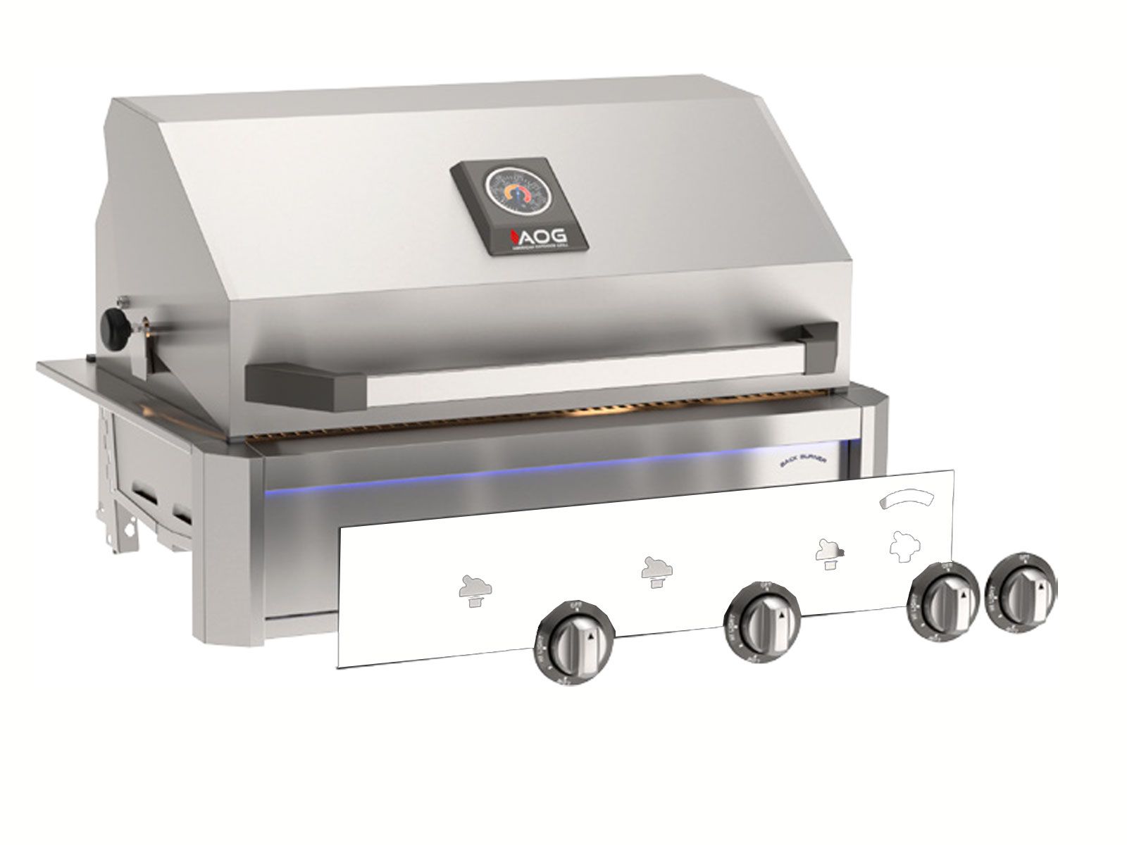 American Outdoor Grill L-Series 24-Inch 2-Burner Gas Grill With Rear IR Burner, Rotisserie Kit, Internal Lights & LED Multi-Color Lights on Accessible In-Ground Post Base (Includes Hood Side Handle)