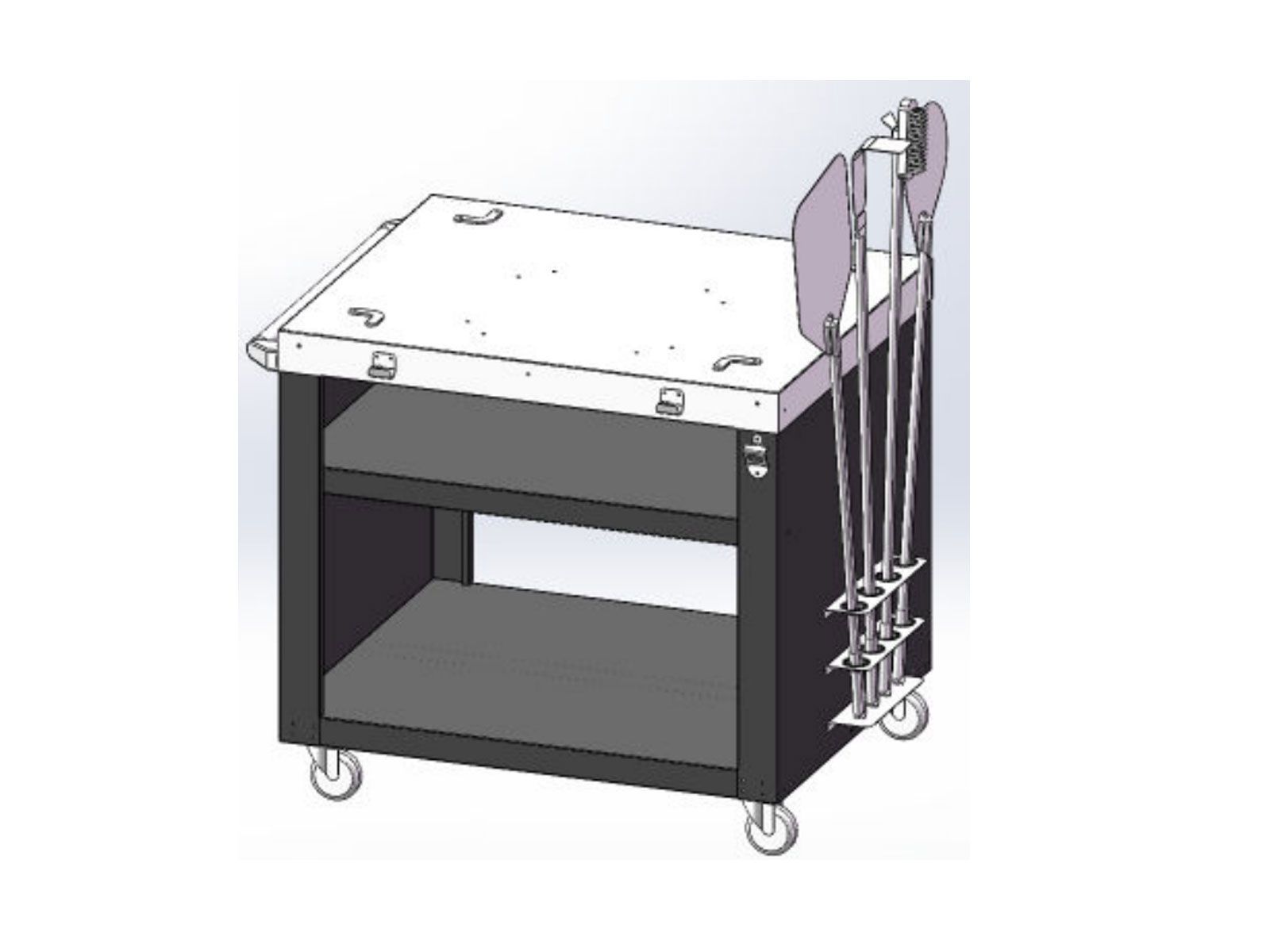 Carrito para horno de pizza de leña Coyote con portaherramientas 